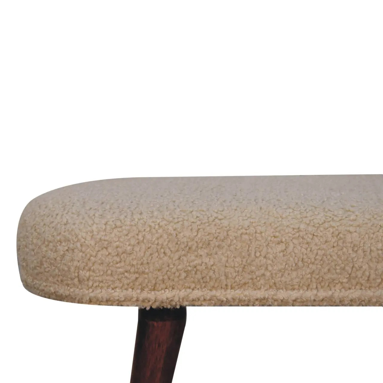 Honey Caramel Boucle Cream Nordic Bench - Living with Luxury