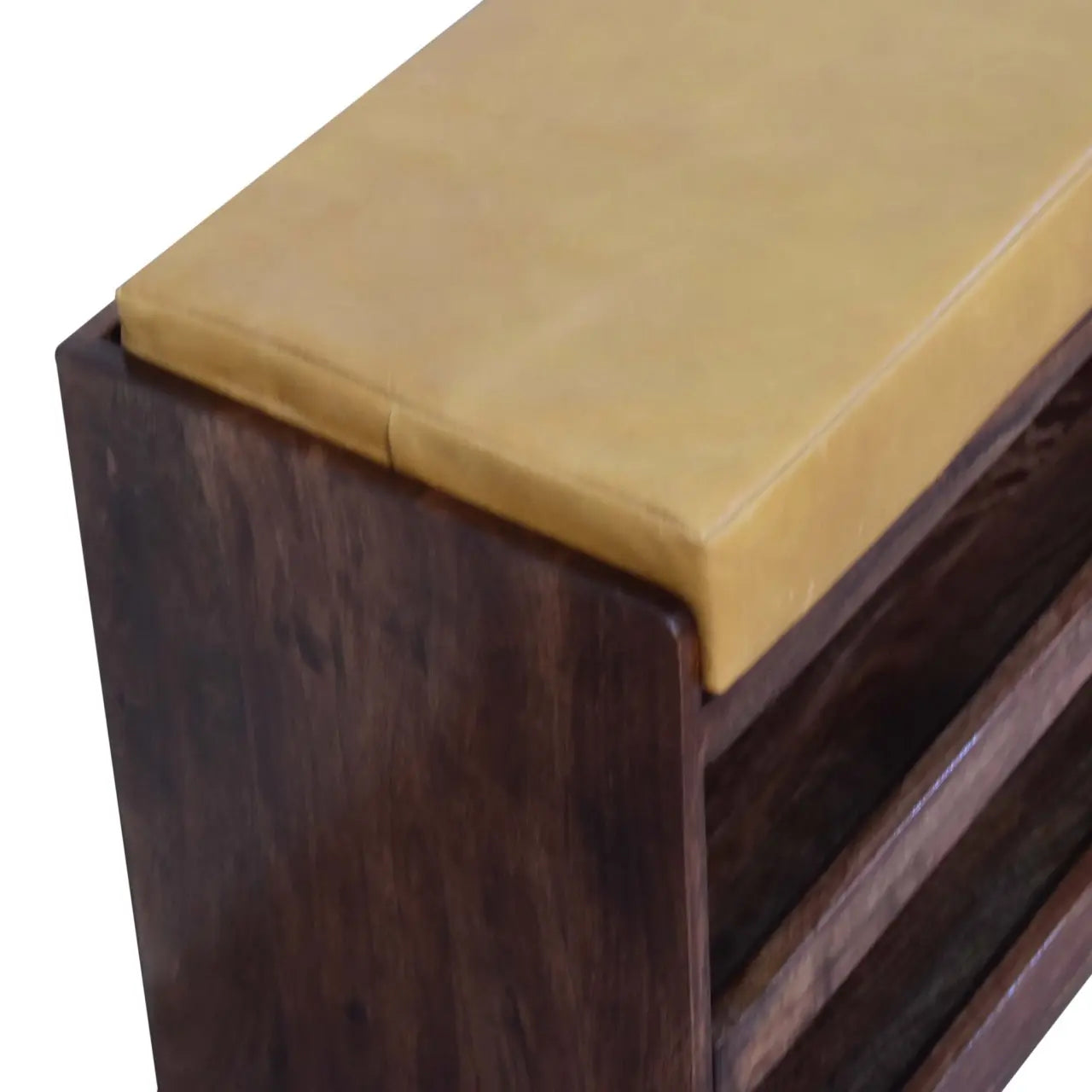 Buffalo Hide Pull out Honey Caramel Shoe Storage Bench - Living with Luxury