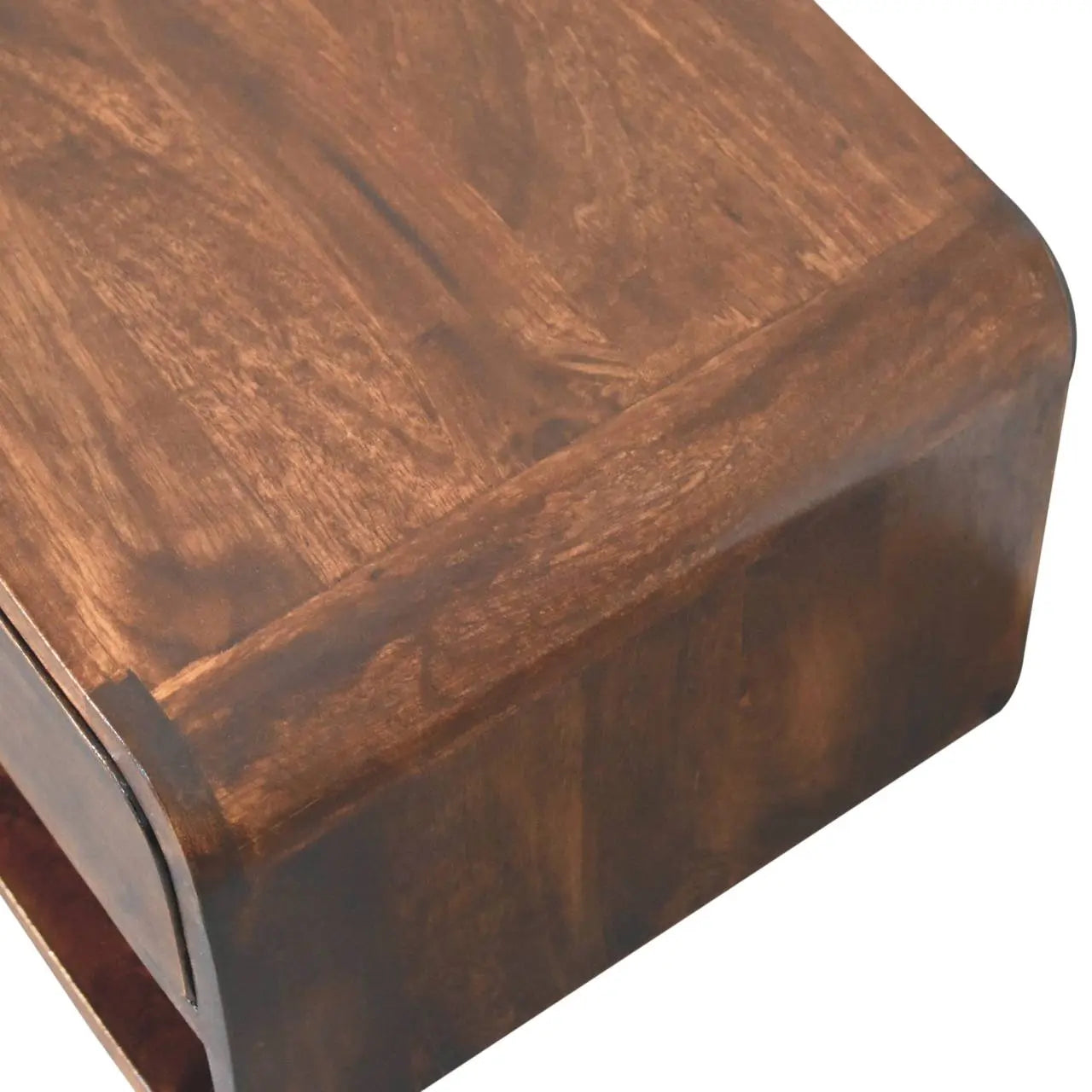 Curved California Walnut Wall Mounted Bedside with Open Slot - Living with Luxury
