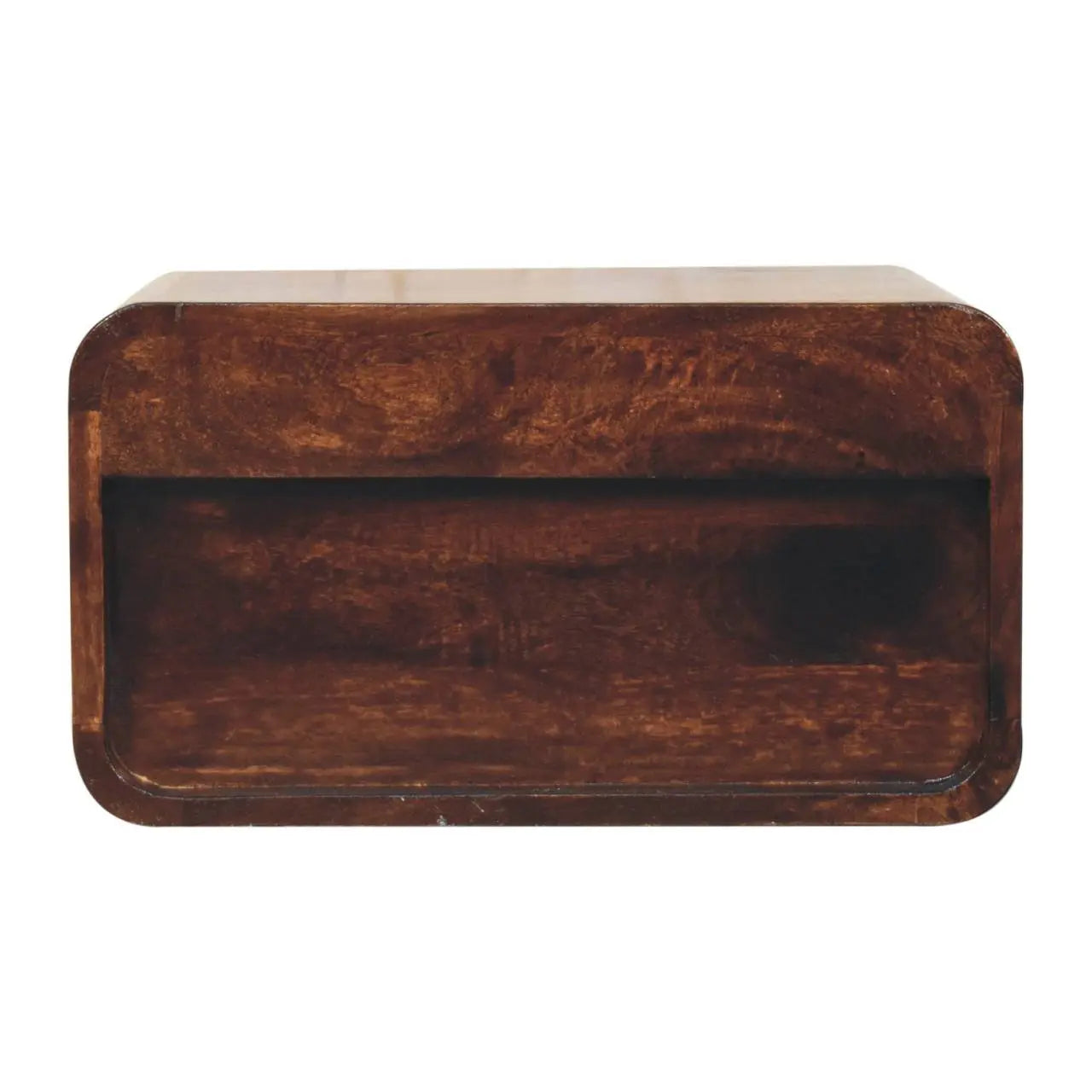 Curved California Walnut Wall Mounted Bedside with Open Slot - Living with Luxury