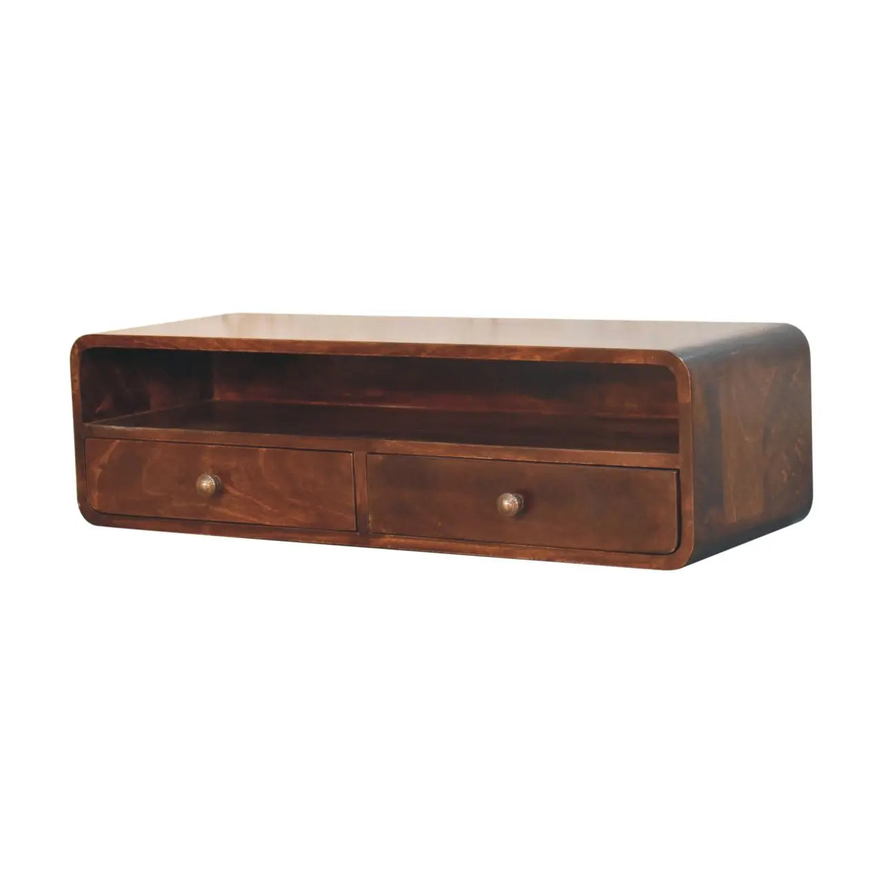 Floating California Walnut Open Console - Living with Luxury