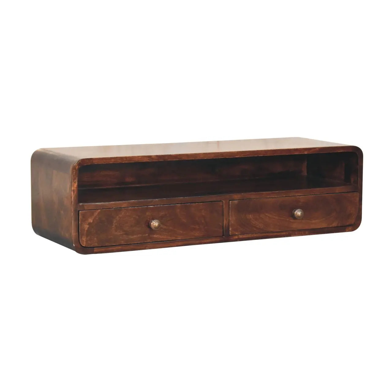 Floating California Walnut Open Console - Living with Luxury