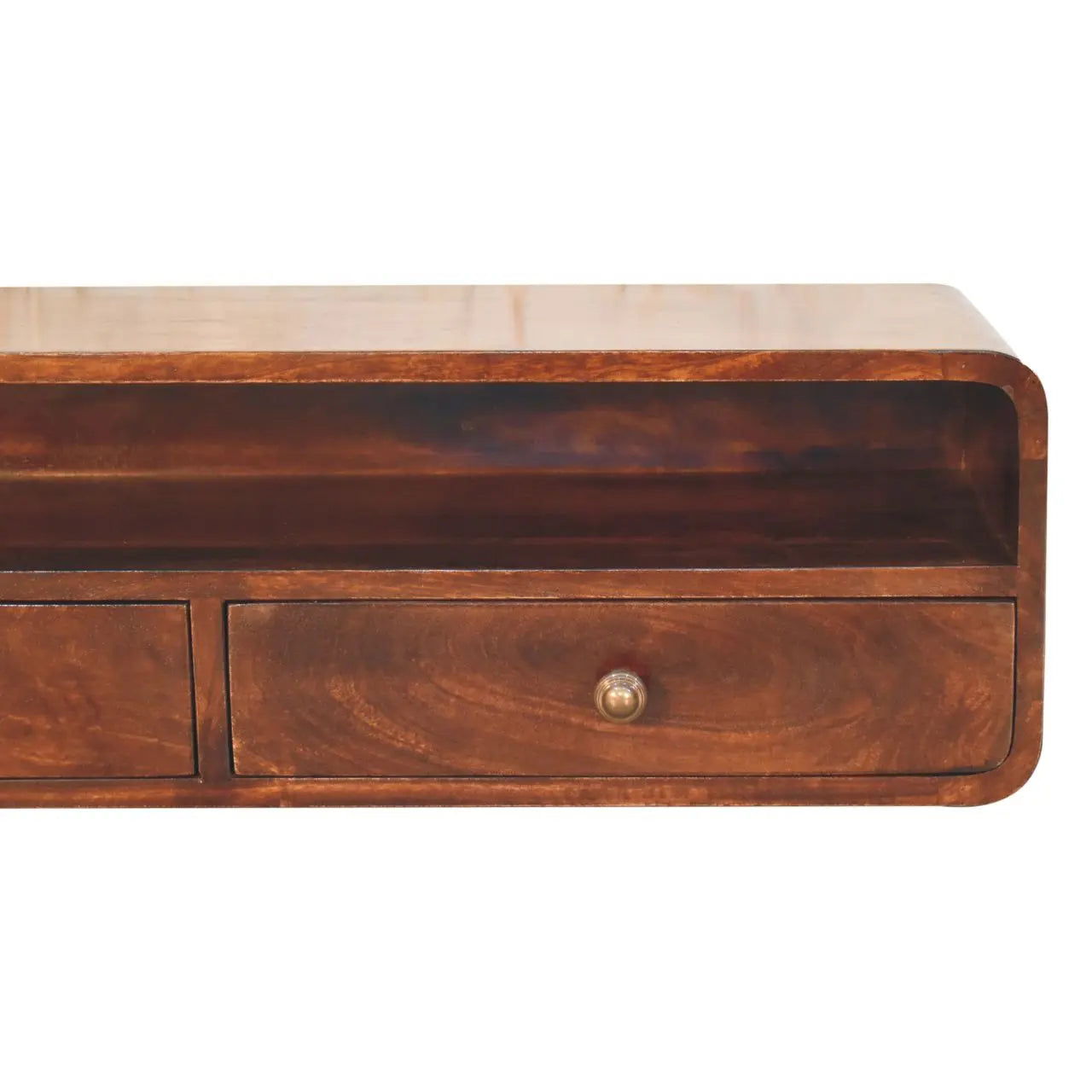 Floating California Walnut Open Console - Living with Luxury