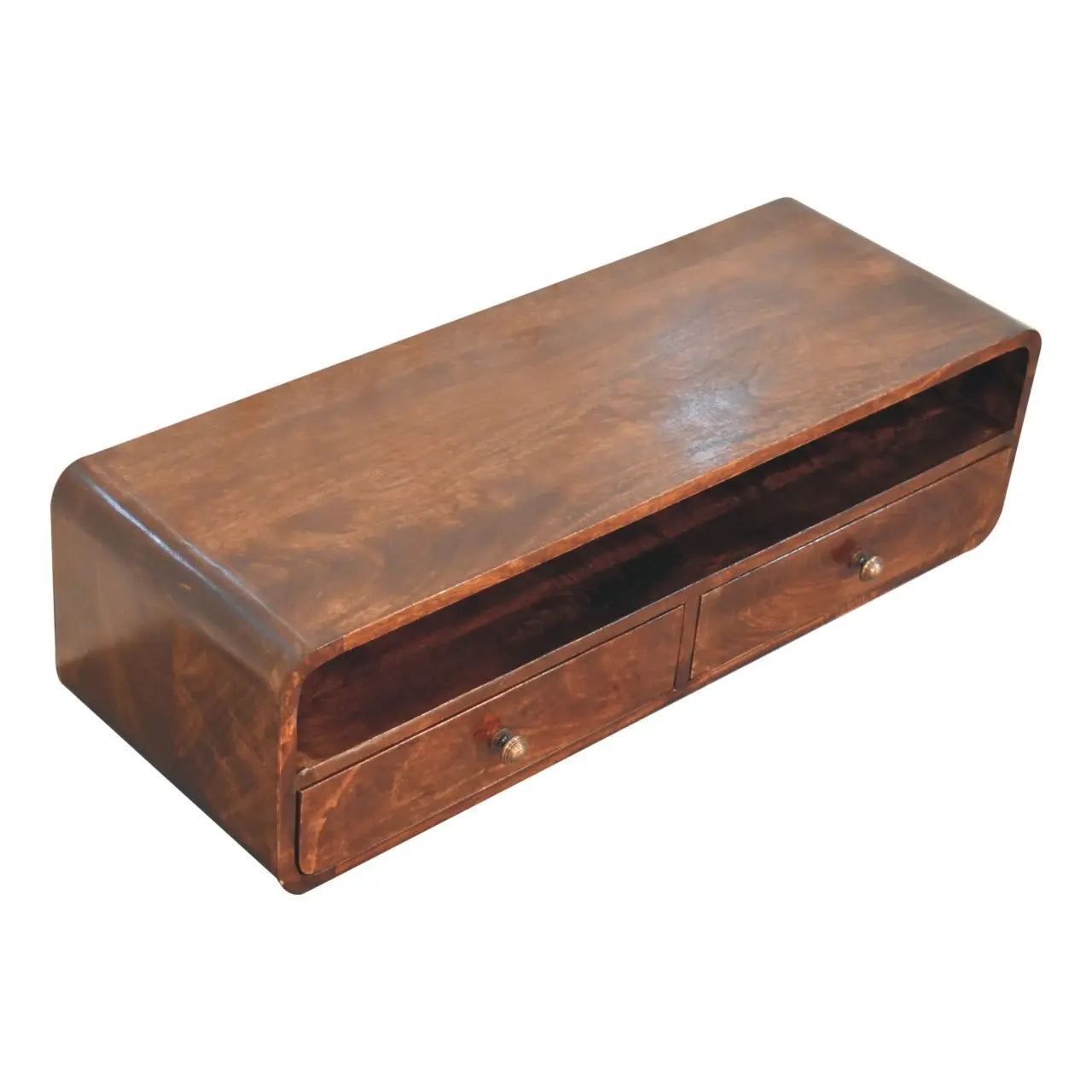 Floating California Walnut Open Console - Living with Luxury