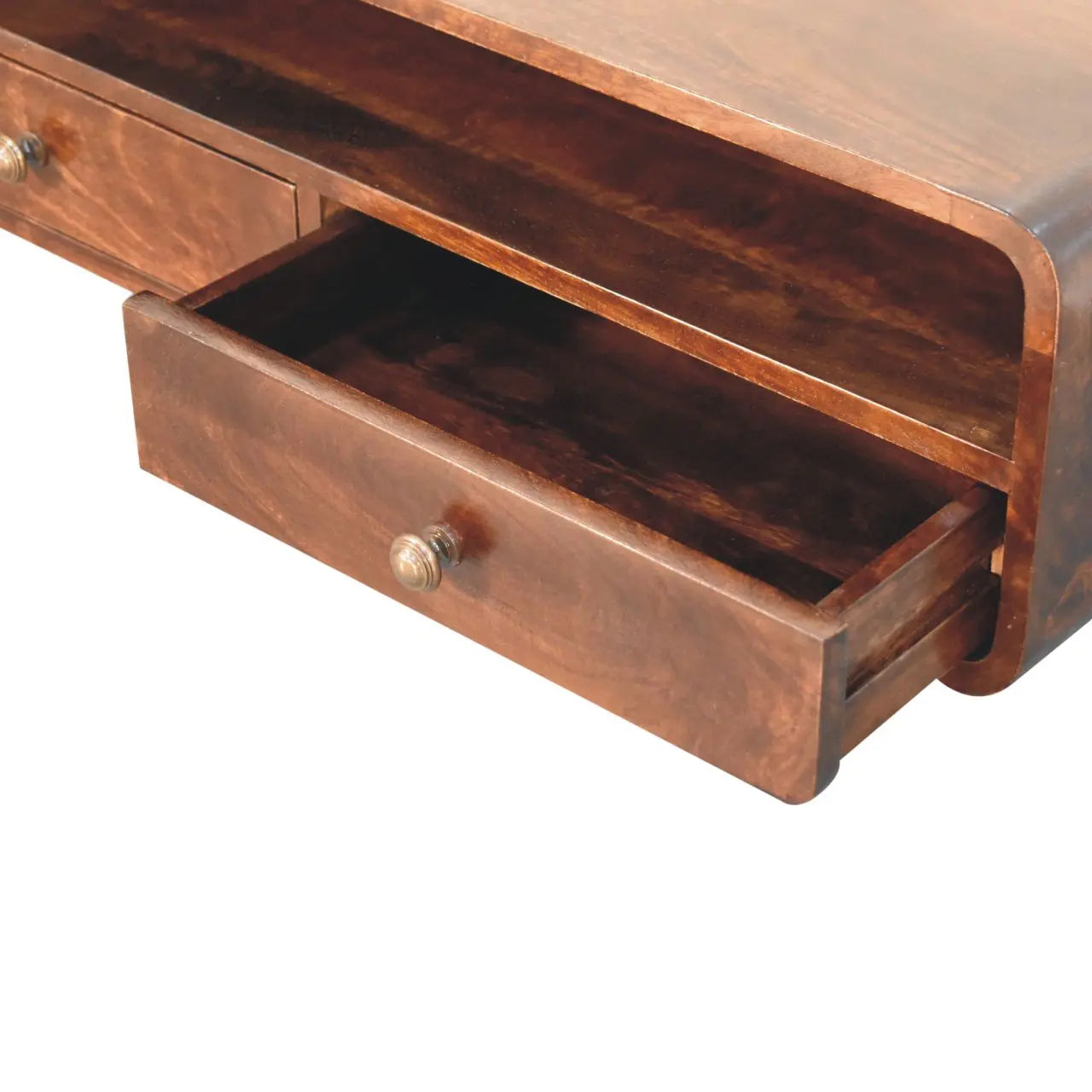 Floating California Walnut Open Console - Living with Luxury