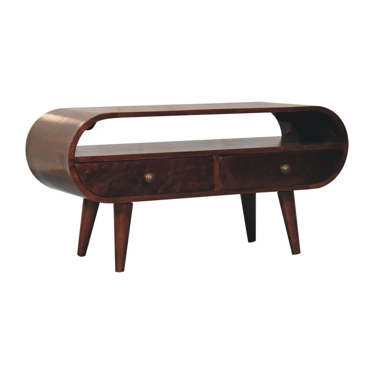 California Walnut Circular TV Stand - Living with Luxury