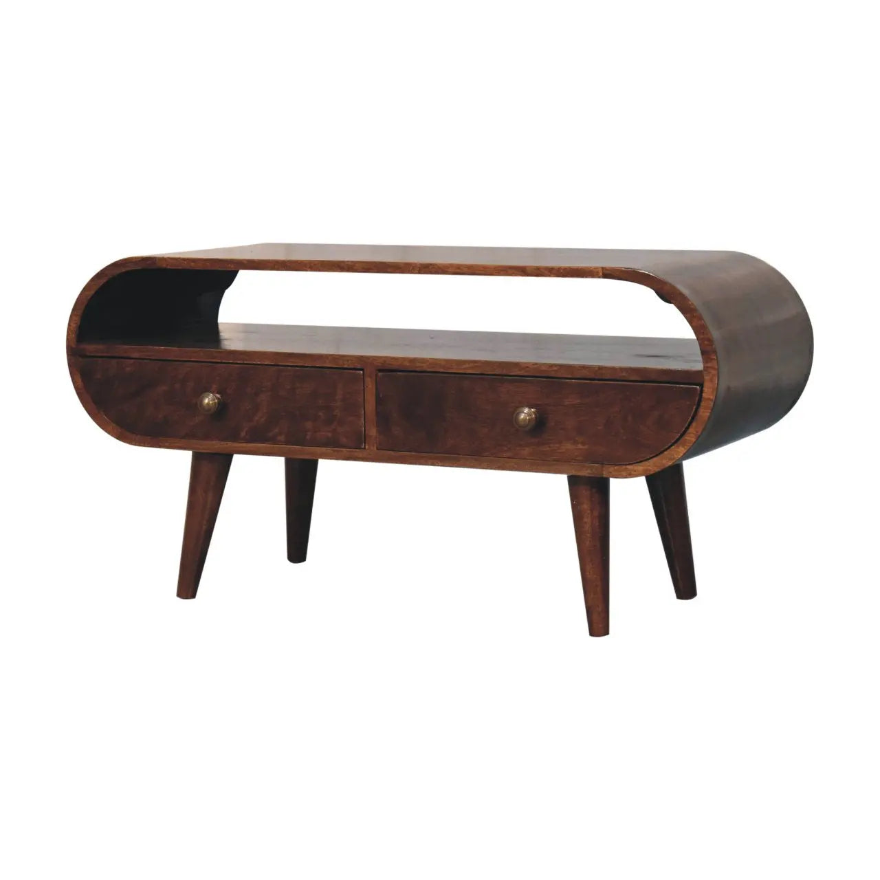 California Walnut Circular TV Stand - Living with Luxury