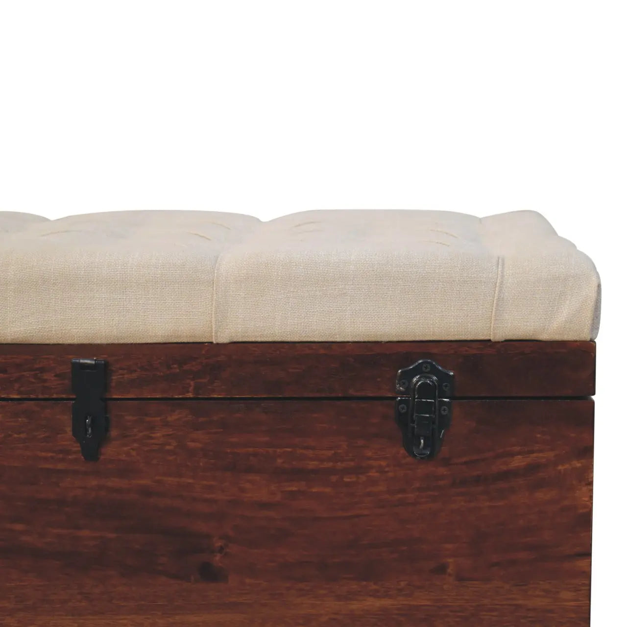 California Walnut White Linen Storage Trunk - Living with Luxury