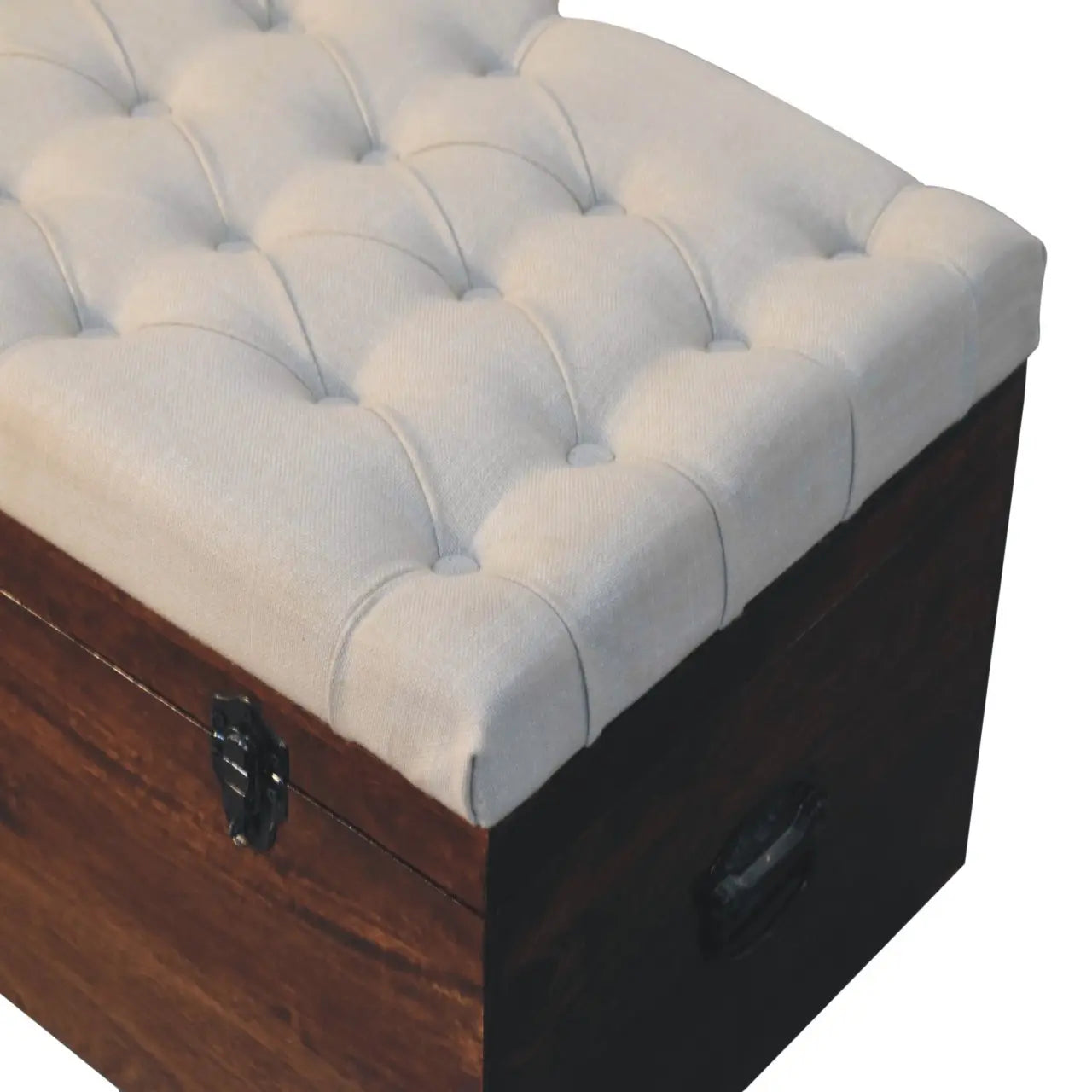 California Walnut White Linen Storage Trunk - Living with Luxury