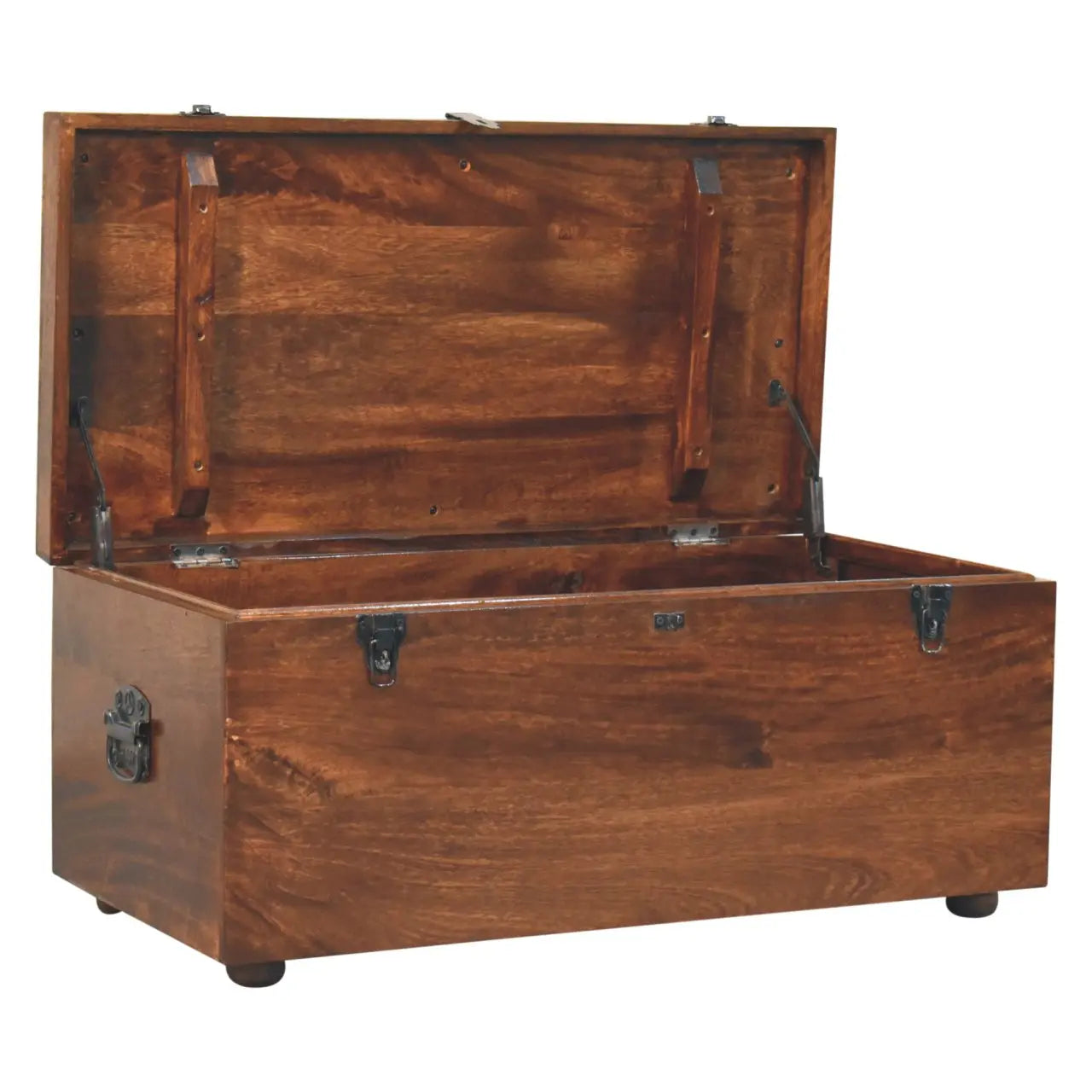 California Walnut White Linen Storage Trunk - Living with Luxury