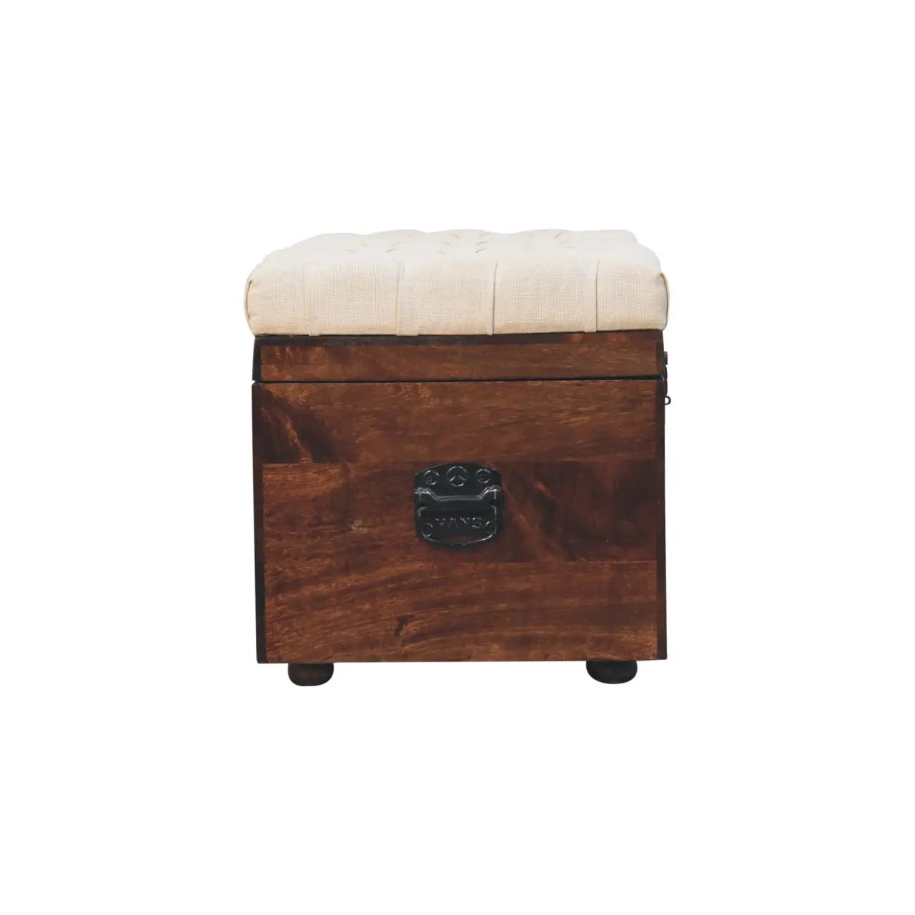 California Walnut White Linen Storage Trunk - Living with Luxury