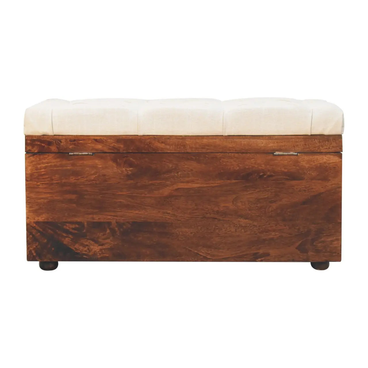 California Walnut White Linen Storage Trunk - Living with Luxury