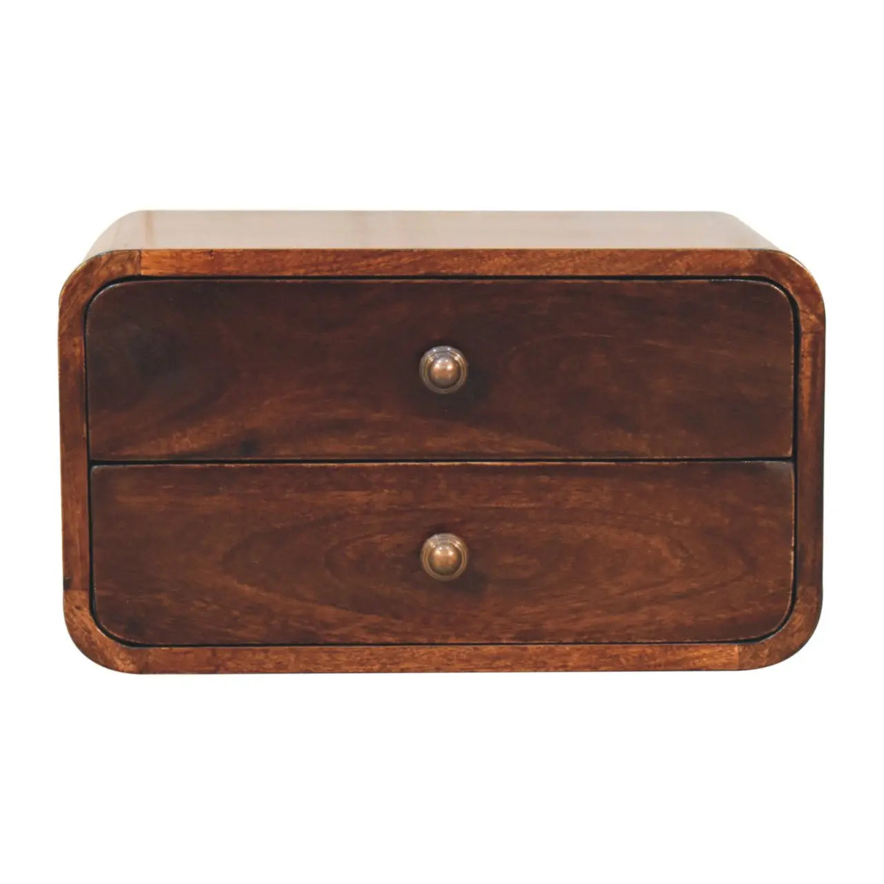 Curved California Walnut Wall Mounted Bedside - Living with Luxury