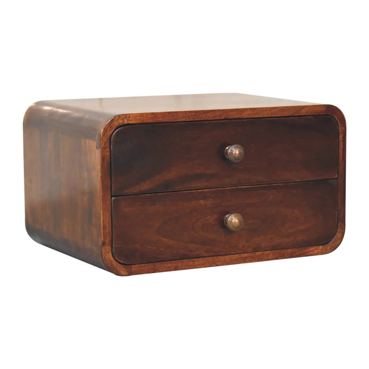 Curved California Walnut Wall Mounted Bedside - Living with Luxury
