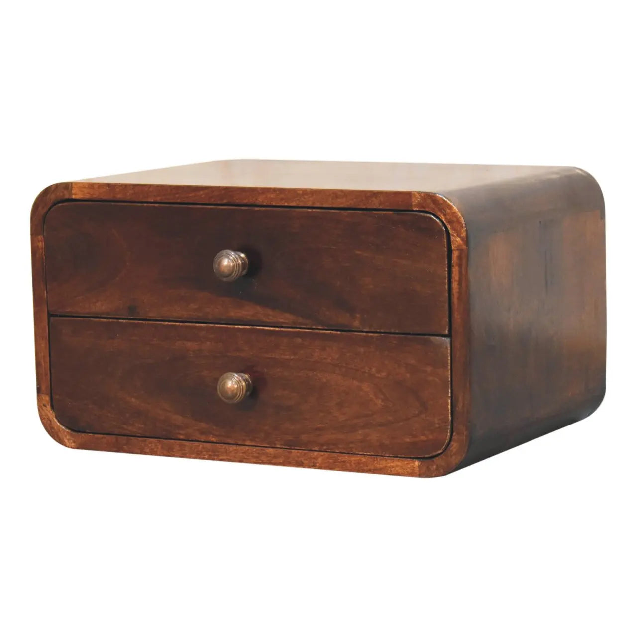 Curved California Walnut Wall Mounted Bedside - Living with Luxury