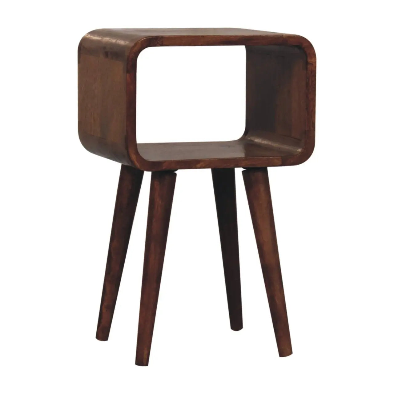 Mini Honey Caramel Curved Open Bedside - Living with Luxury