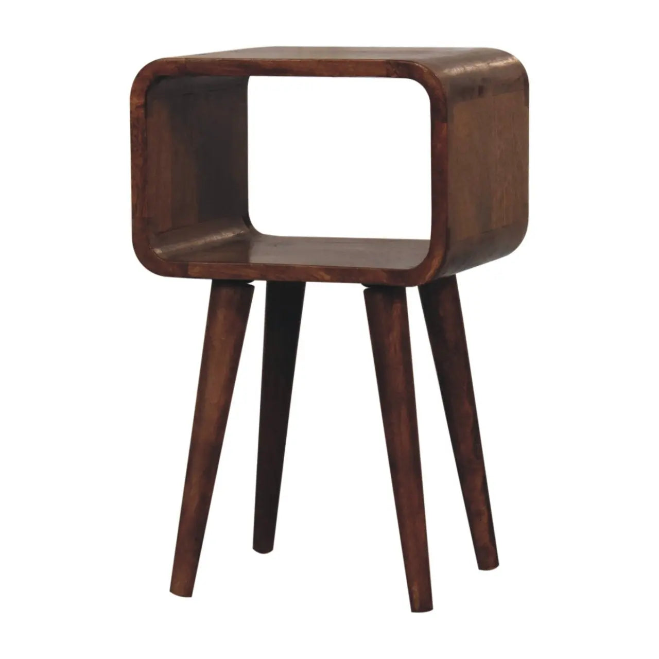 Mini Honey Caramel Curved Open Bedside - Living with Luxury