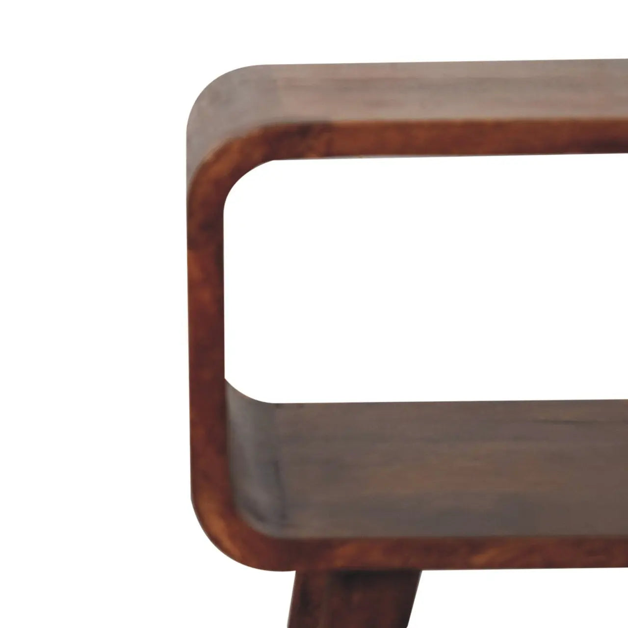 Mini Honey Caramel Curved Open Bedside - Living with Luxury