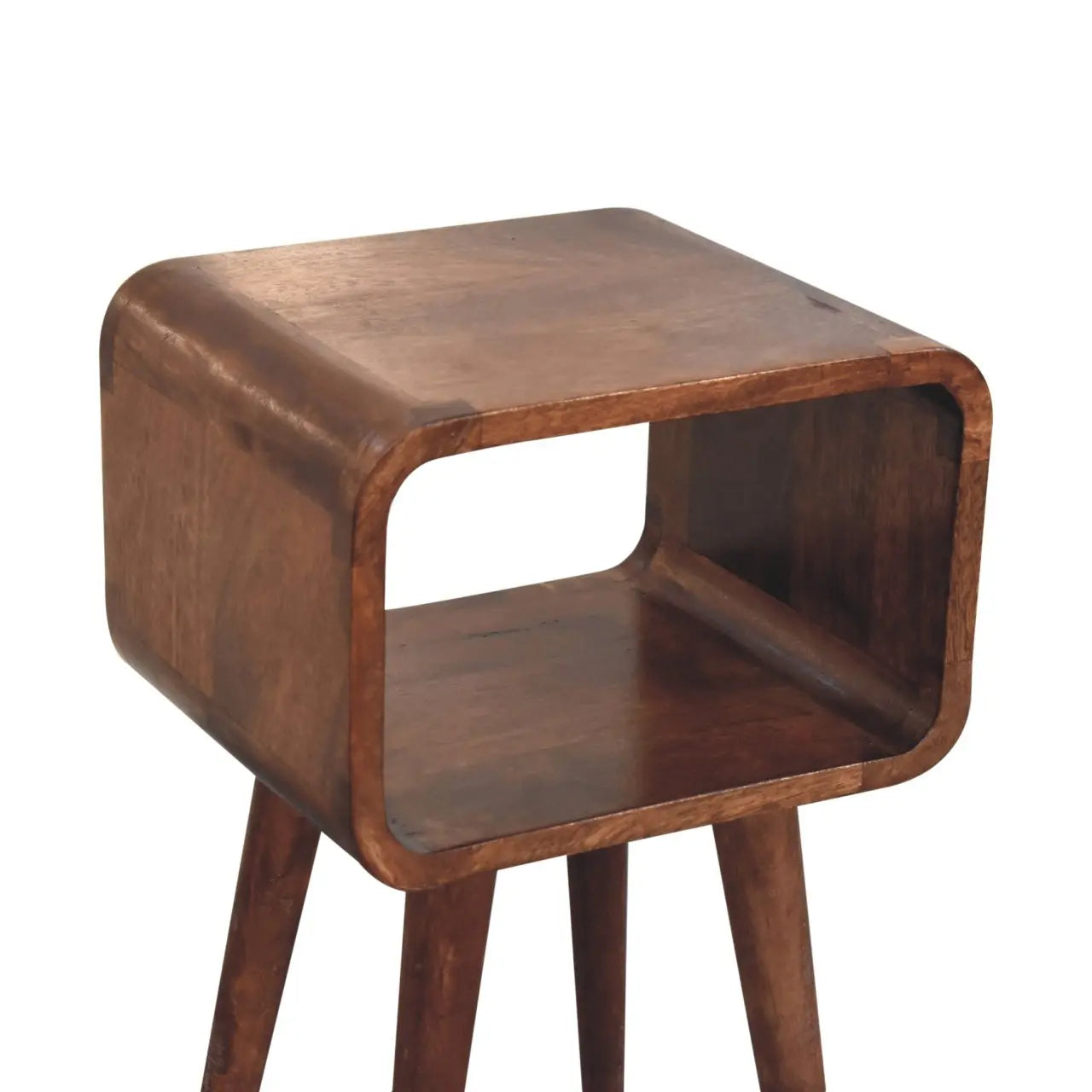 Mini Honey Caramel Curved Open Bedside - Living with Luxury