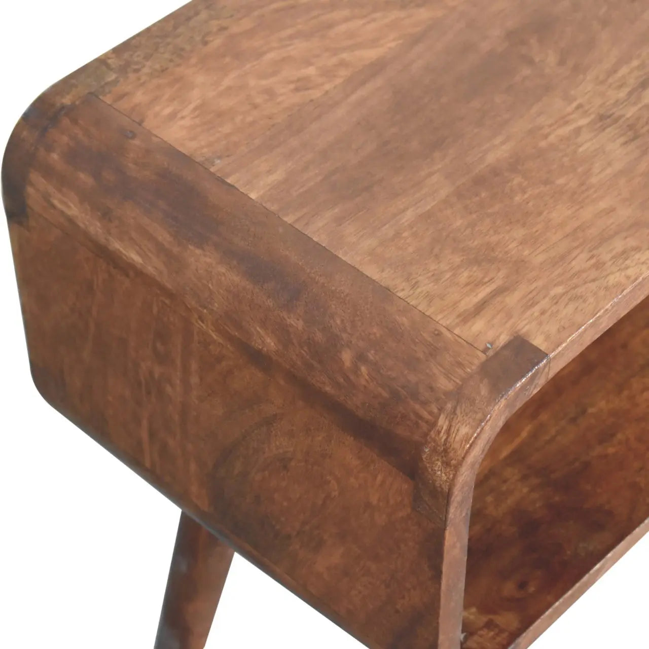 Mini Honey Caramel Curved Open Bedside - Living with Luxury
