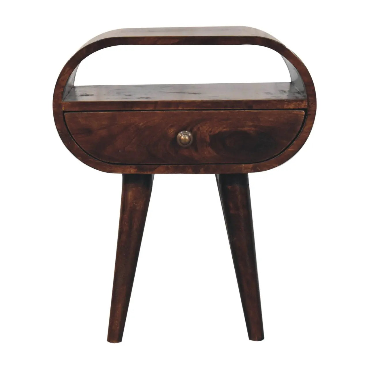 California Walnut Circular Bedside with Open Slot - Living with Luxury