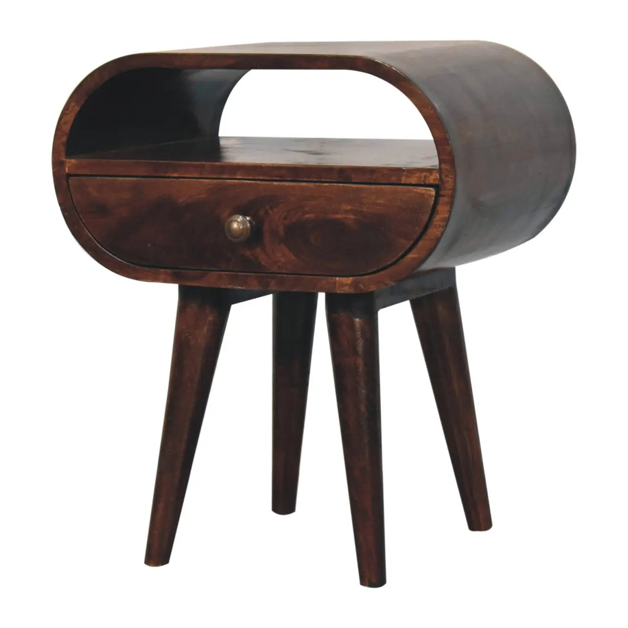 California Walnut Circular Bedside with Open Slot - Living with Luxury