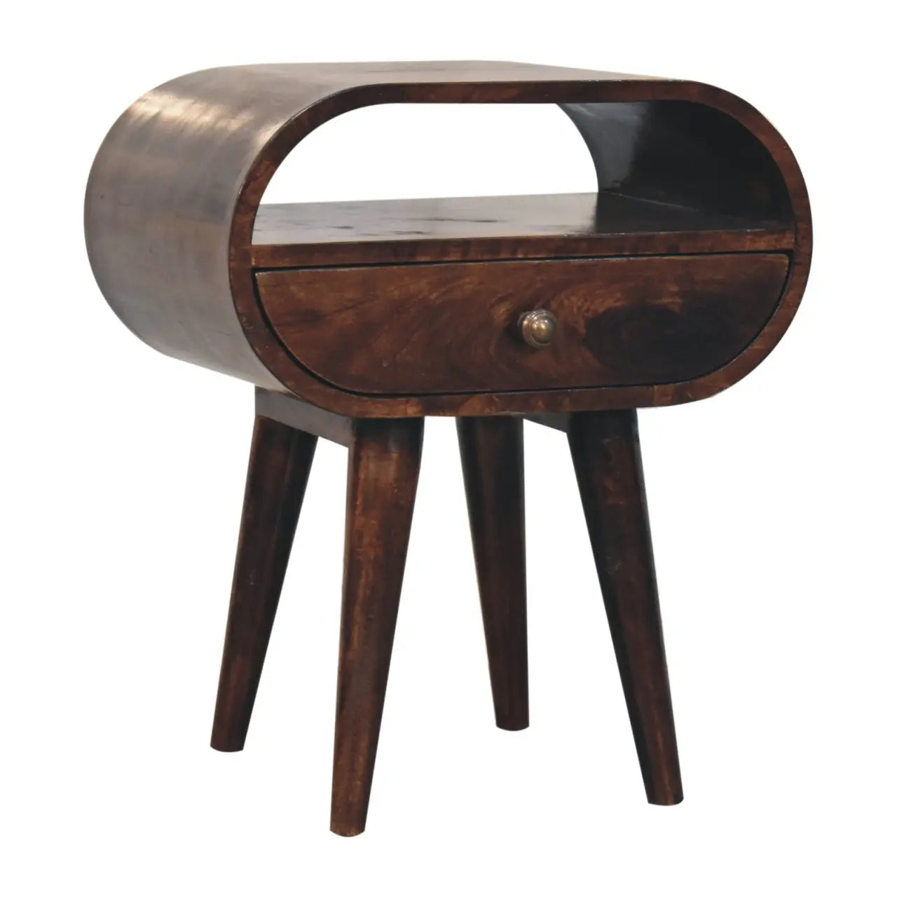 California Walnut Circular Bedside with Open Slot - Living with Luxury