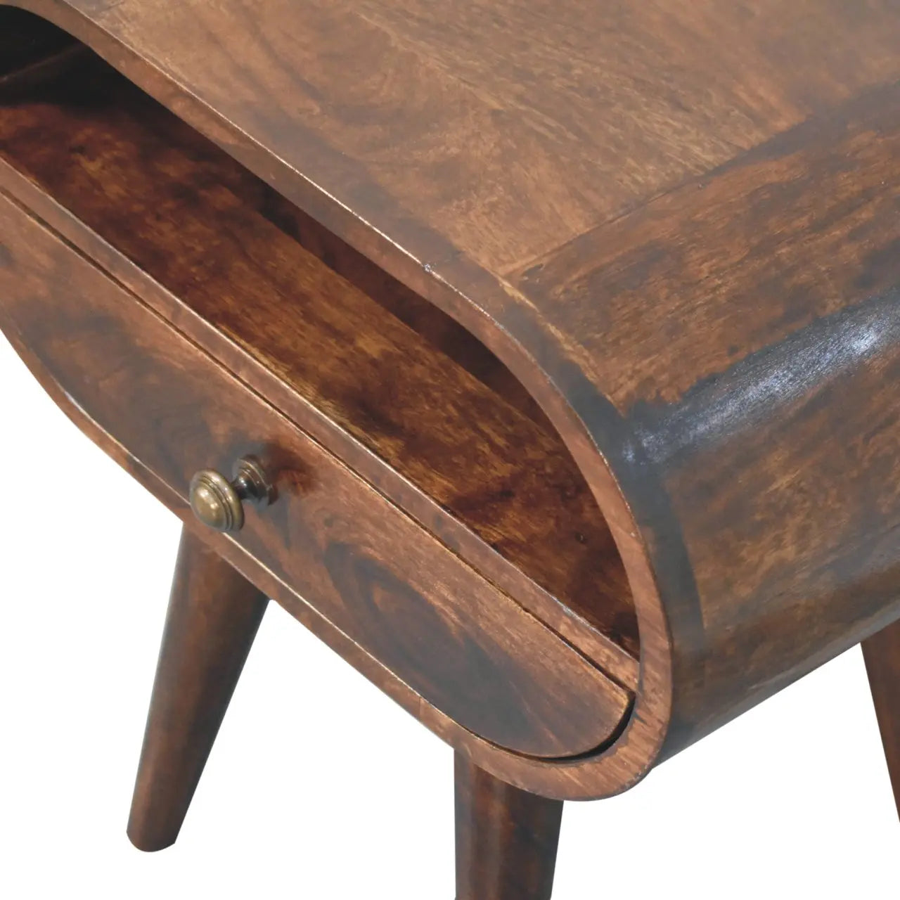 California Walnut Circular Bedside with Open Slot - Living with Luxury