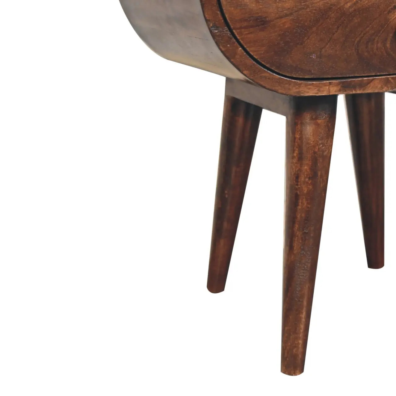 California Walnut Circular Bedside with Open Slot - Living with Luxury