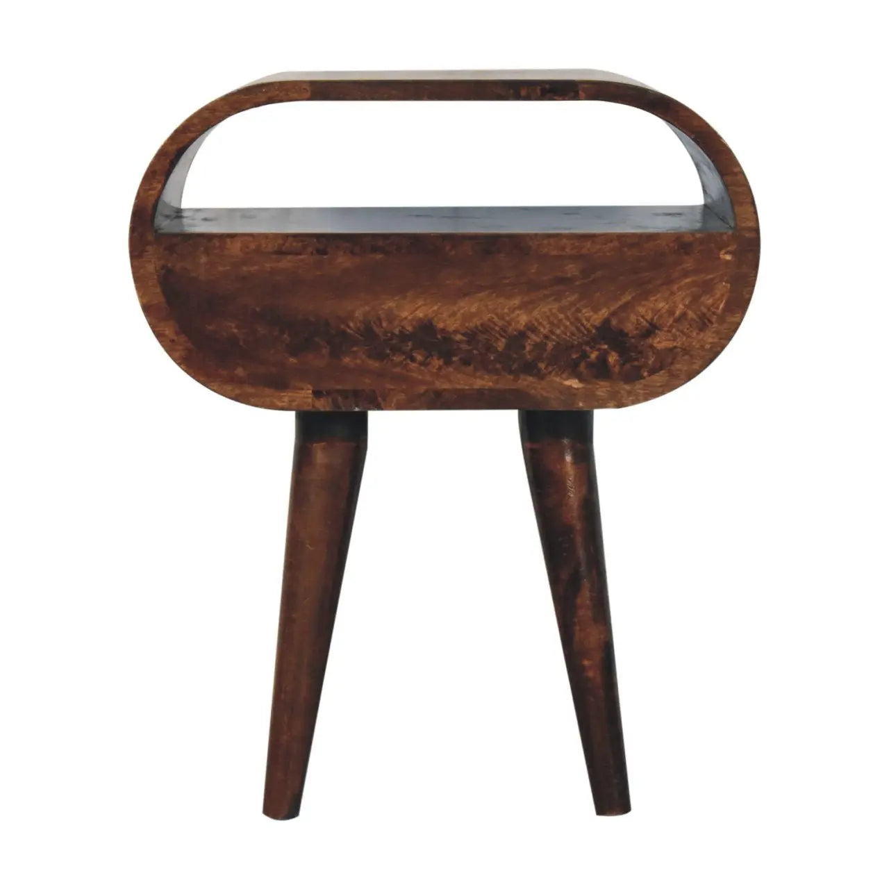 California Walnut Circular Bedside with Open Slot - Living with Luxury