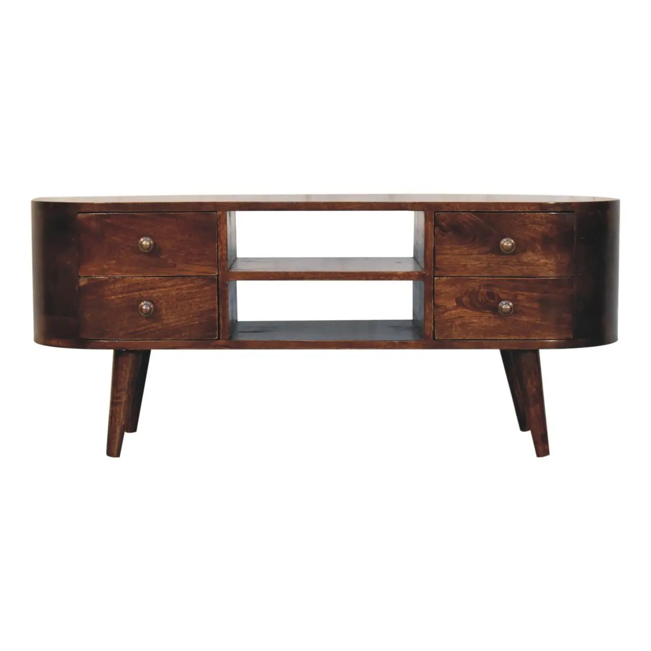 California Walnut Rounded Entertainment Unit - Living with Luxury