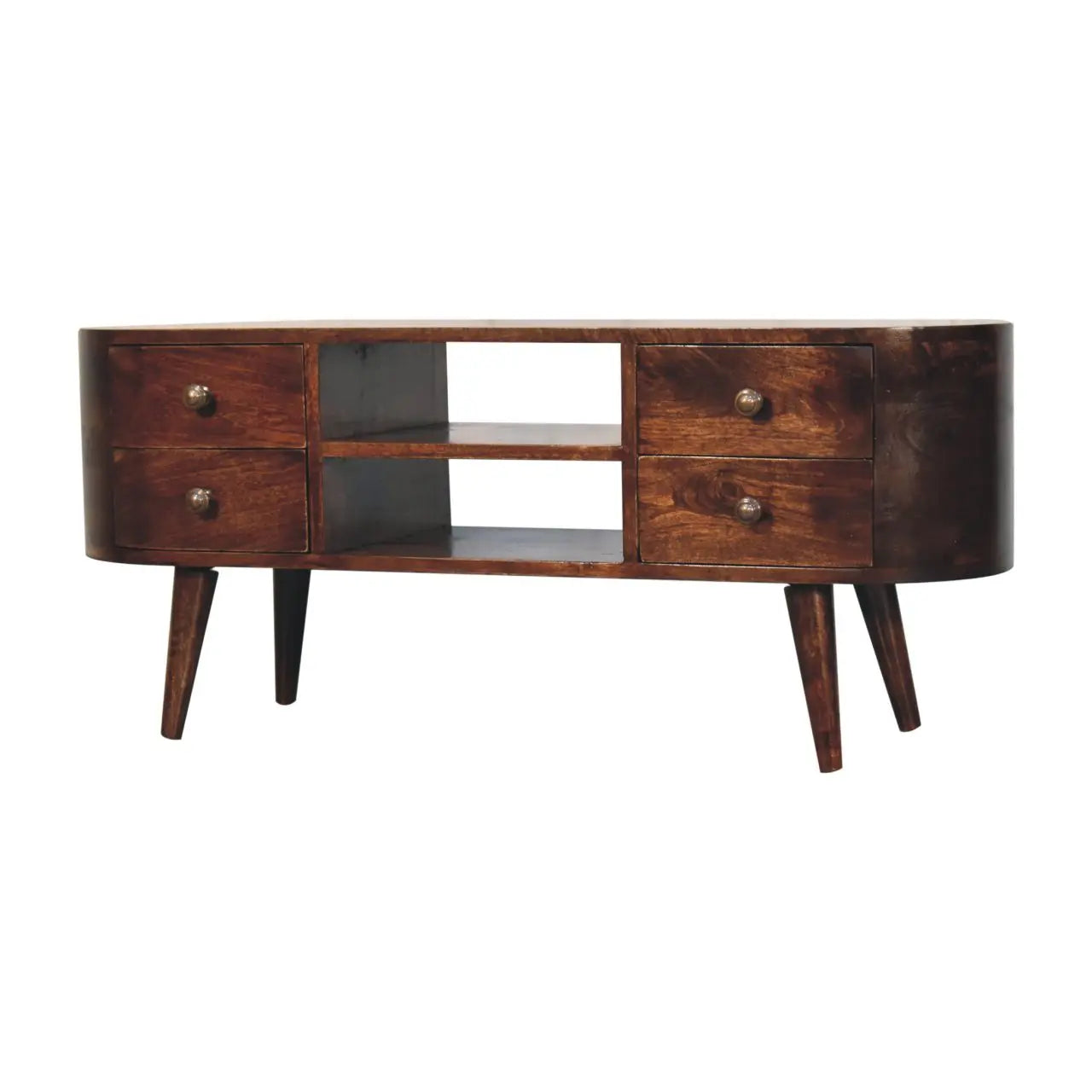 California Walnut Rounded Entertainment Unit - Living with Luxury