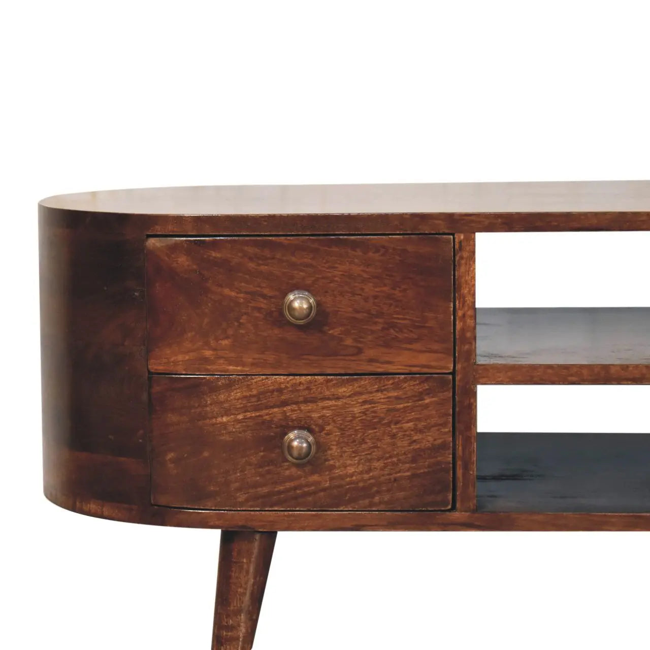 California Walnut Rounded Entertainment Unit - Living with Luxury