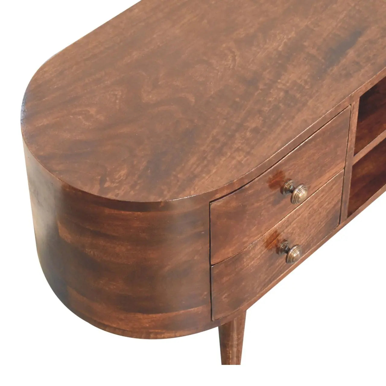 California Walnut Rounded Entertainment Unit - Living with Luxury