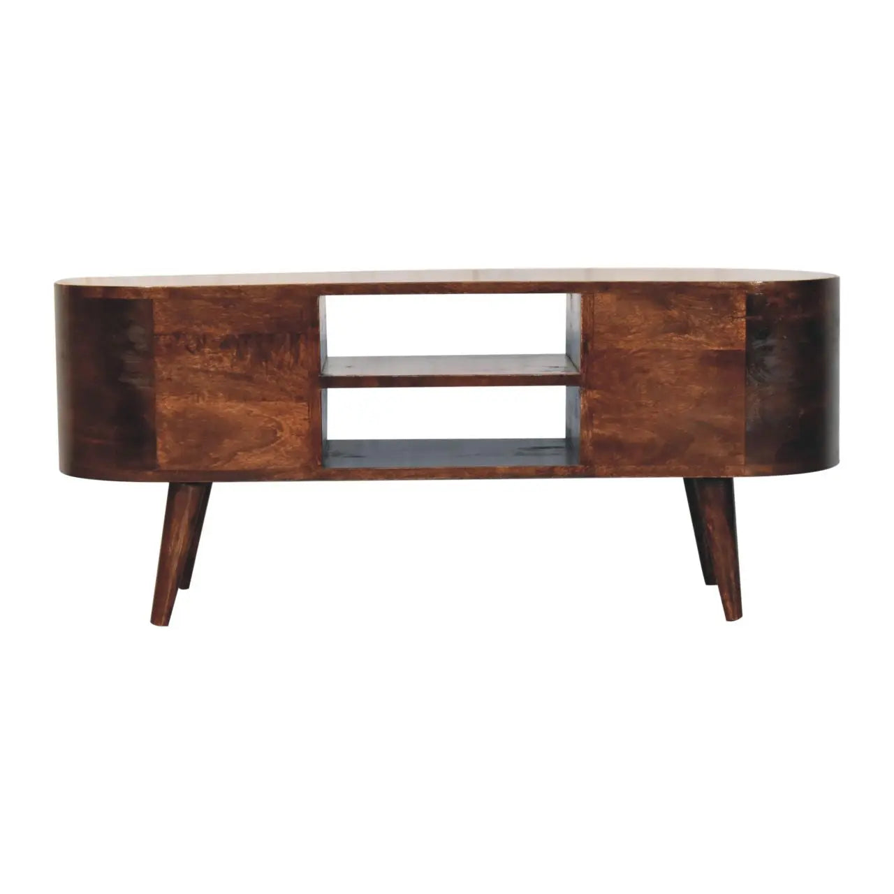 California Walnut Rounded Entertainment Unit - Living with Luxury