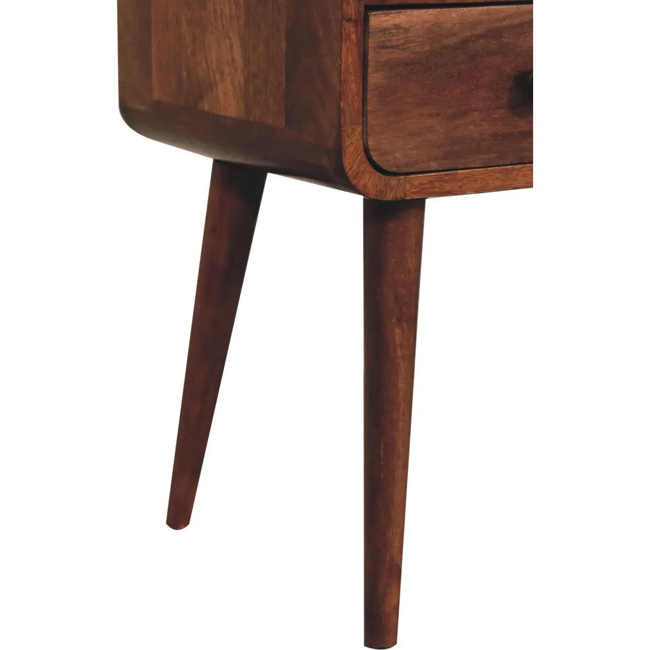 Mini Honey Caramel Curved Bedside with Open Slot - Living with Luxury