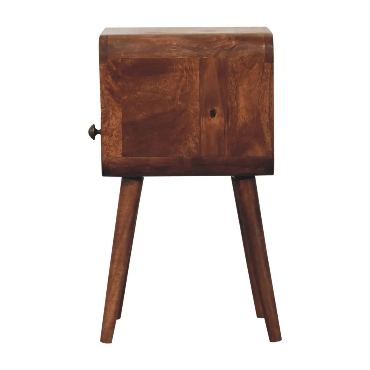 Mini Honey Caramel Curved Bedside with Open Slot - Living with Luxury