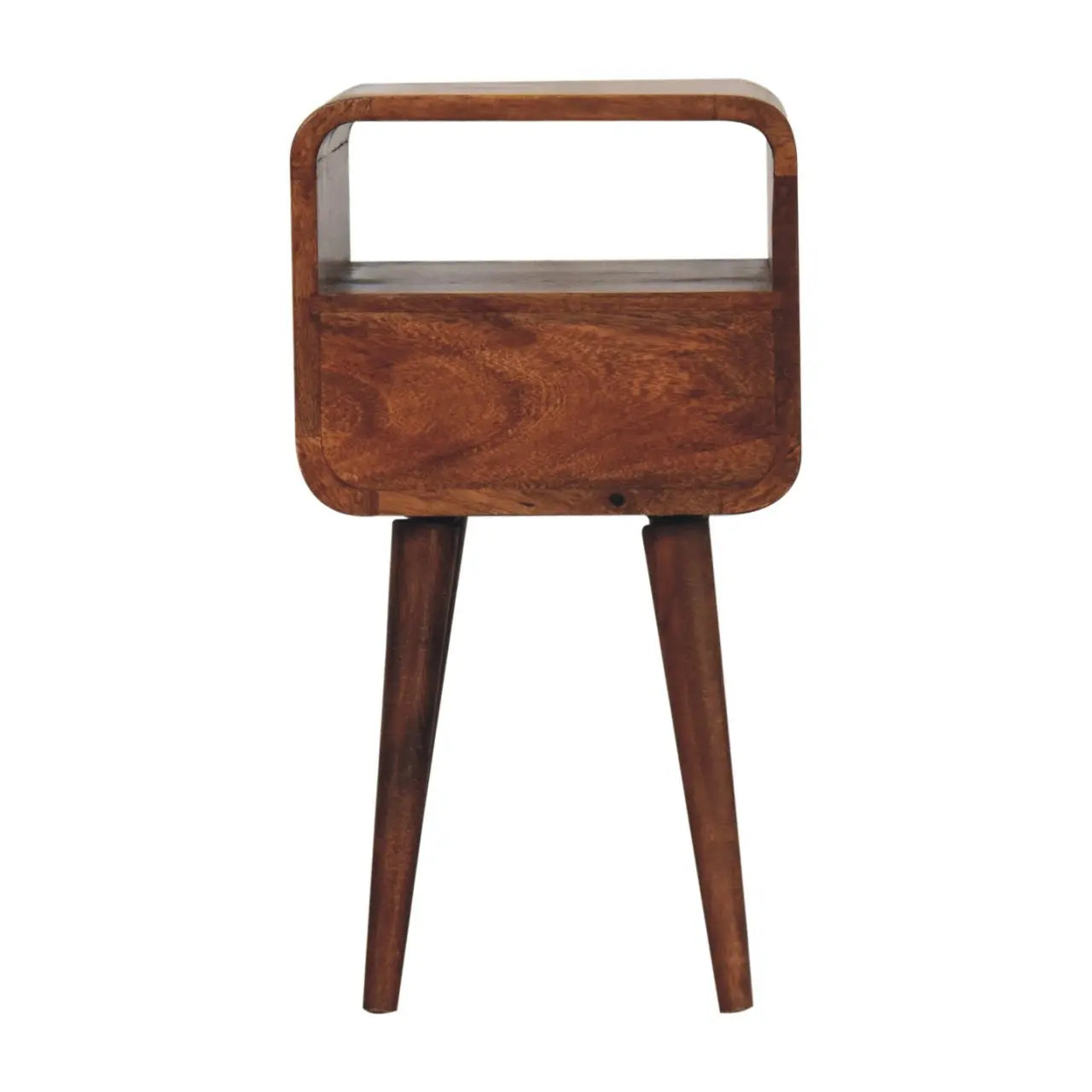 Mini Honey Caramel Curved Bedside with Open Slot - Living with Luxury