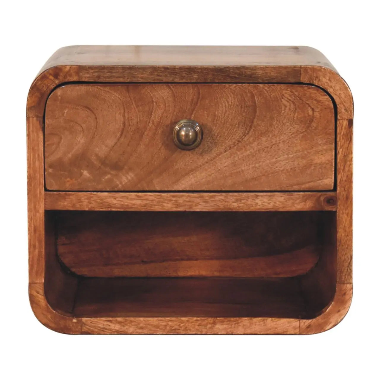 Mini Honey Caramel Wall Mounted Bedside with Open Slot - Living with Luxury