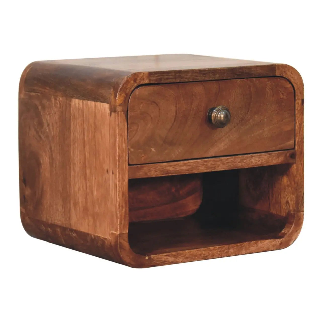 Mini Honey Caramel Wall Mounted Bedside with Open Slot - Living with Luxury
