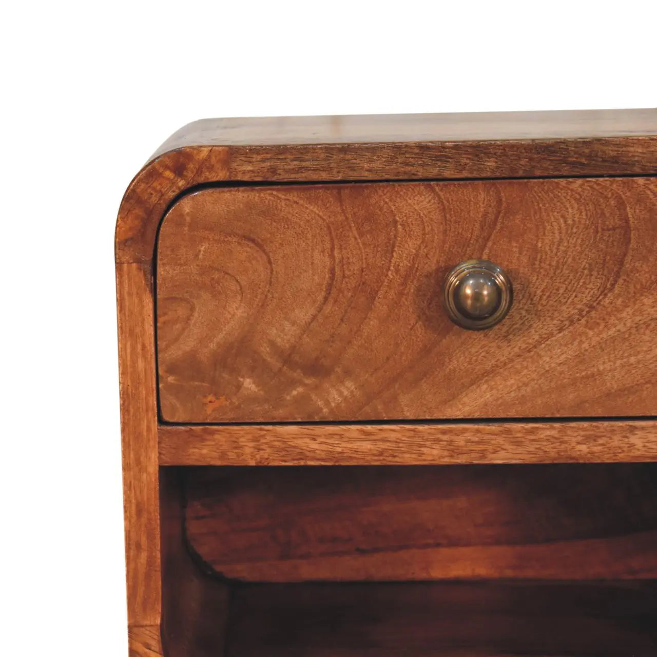 Mini Honey Caramel Wall Mounted Bedside with Open Slot - Living with Luxury