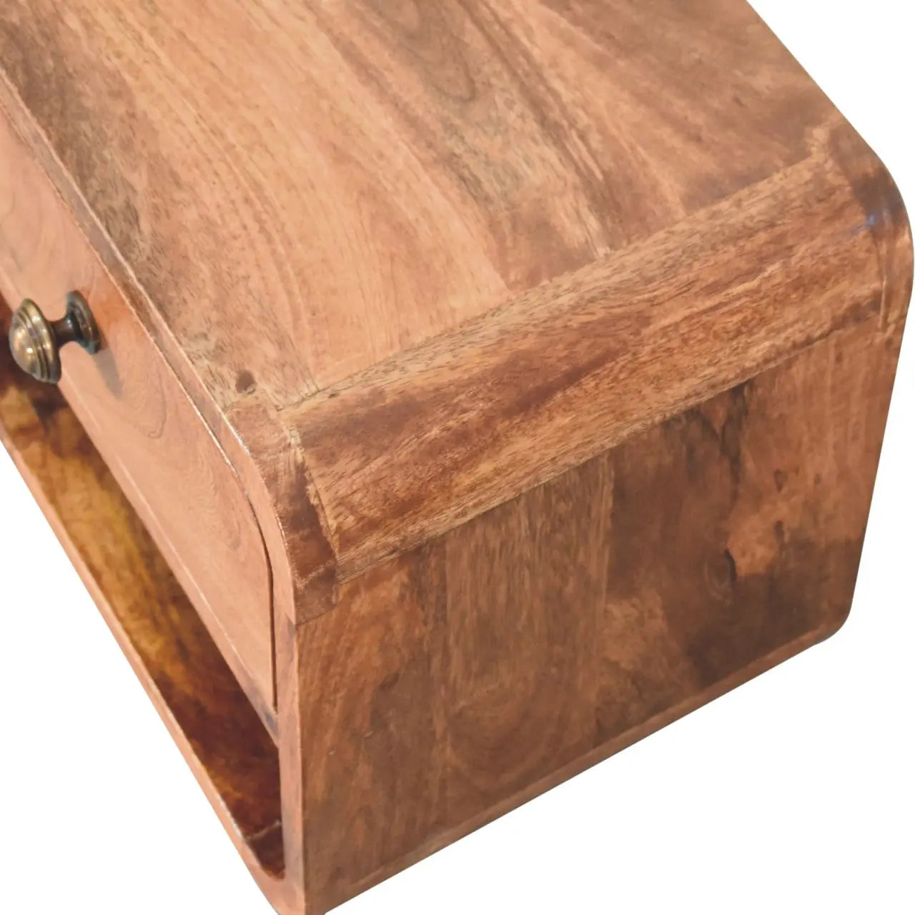 Mini Honey Caramel Wall Mounted Bedside with Open Slot - Living with Luxury