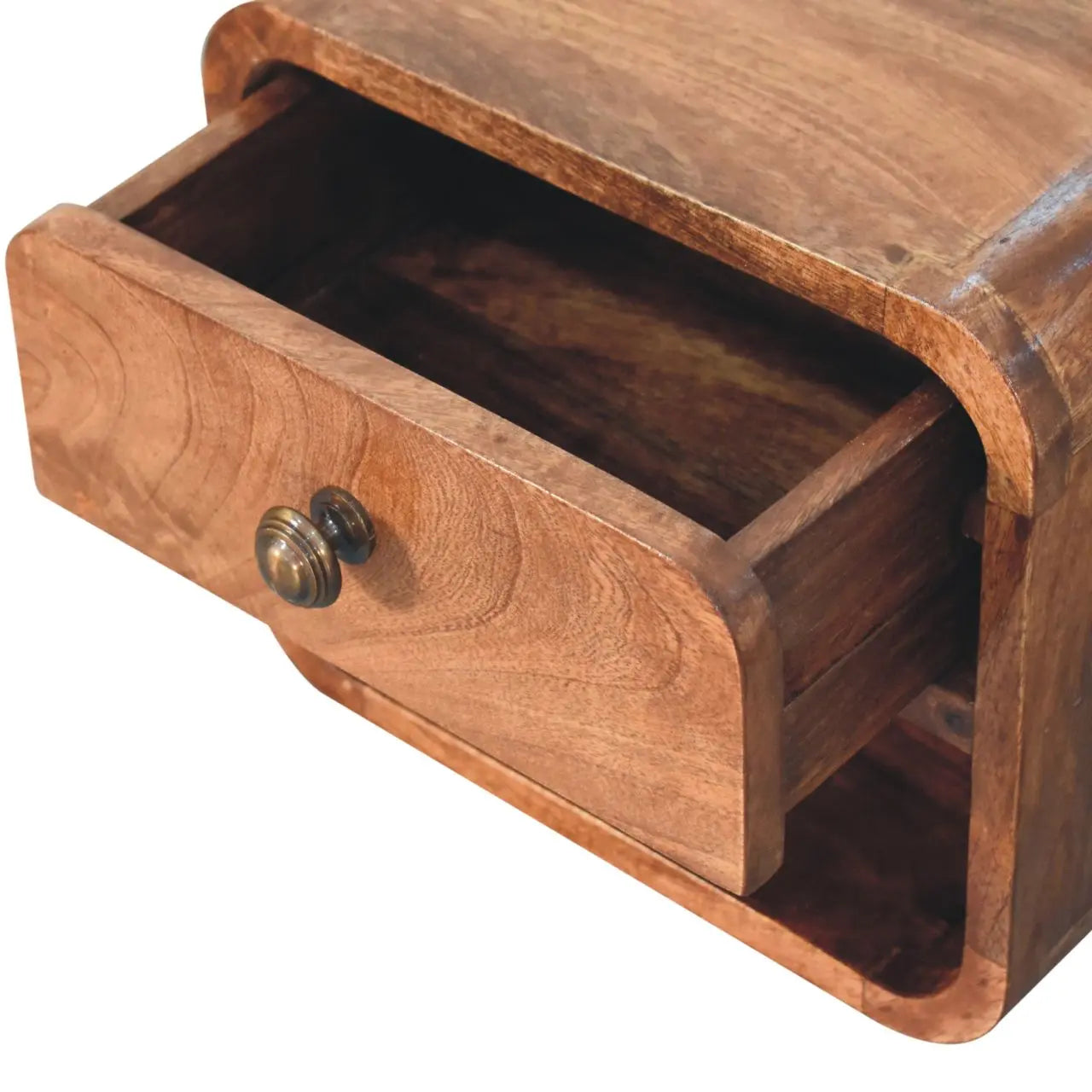 Mini Honey Caramel Wall Mounted Bedside with Open Slot - Living with Luxury