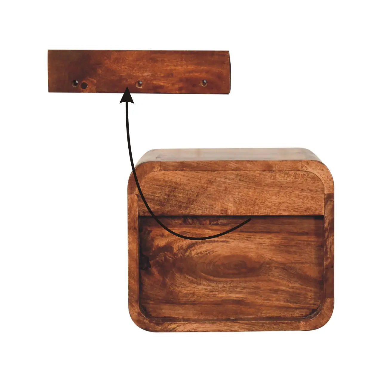 Mini Honey Caramel Wall Mounted Bedside with Open Slot - Living with Luxury