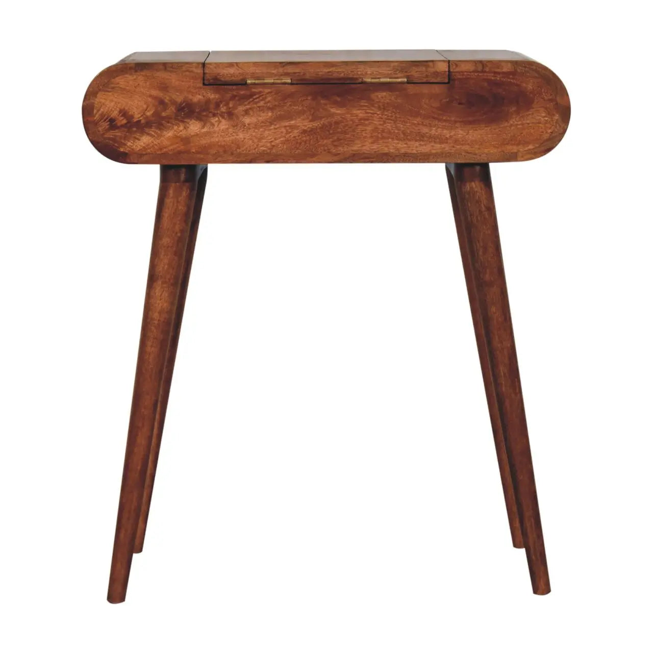 Mini Honey Caramel Dressing Table with Foldable Mirror - Living with Luxury