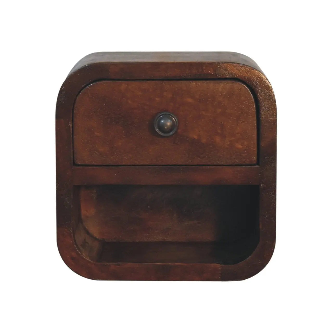Extra Mini Curved Chestnut Bedside with Open Slot - Living with Luxury