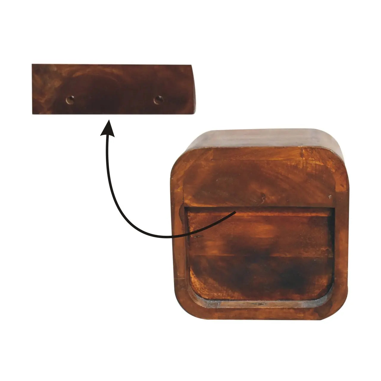 Extra Mini Curved Chestnut Bedside with Open Slot - Living with Luxury