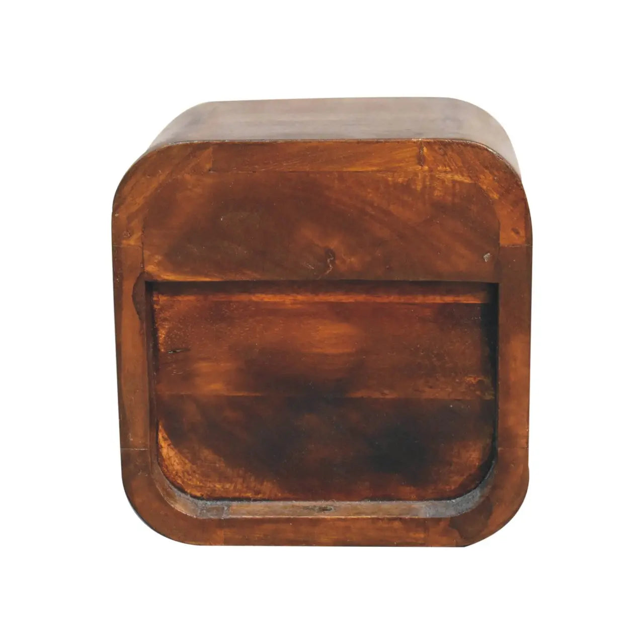 Extra Mini Curved Chestnut Bedside with Open Slot - Living with Luxury