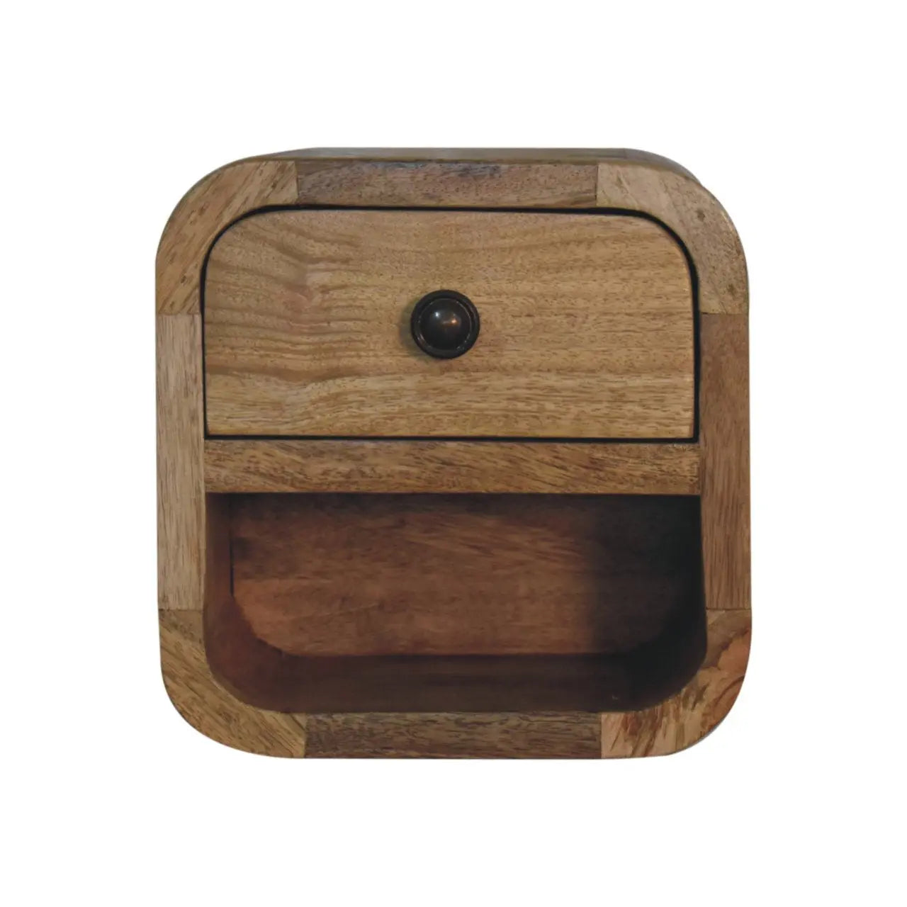 Extra Mini Curved Oak-ish Bedside with Open Slot - Living with Luxury