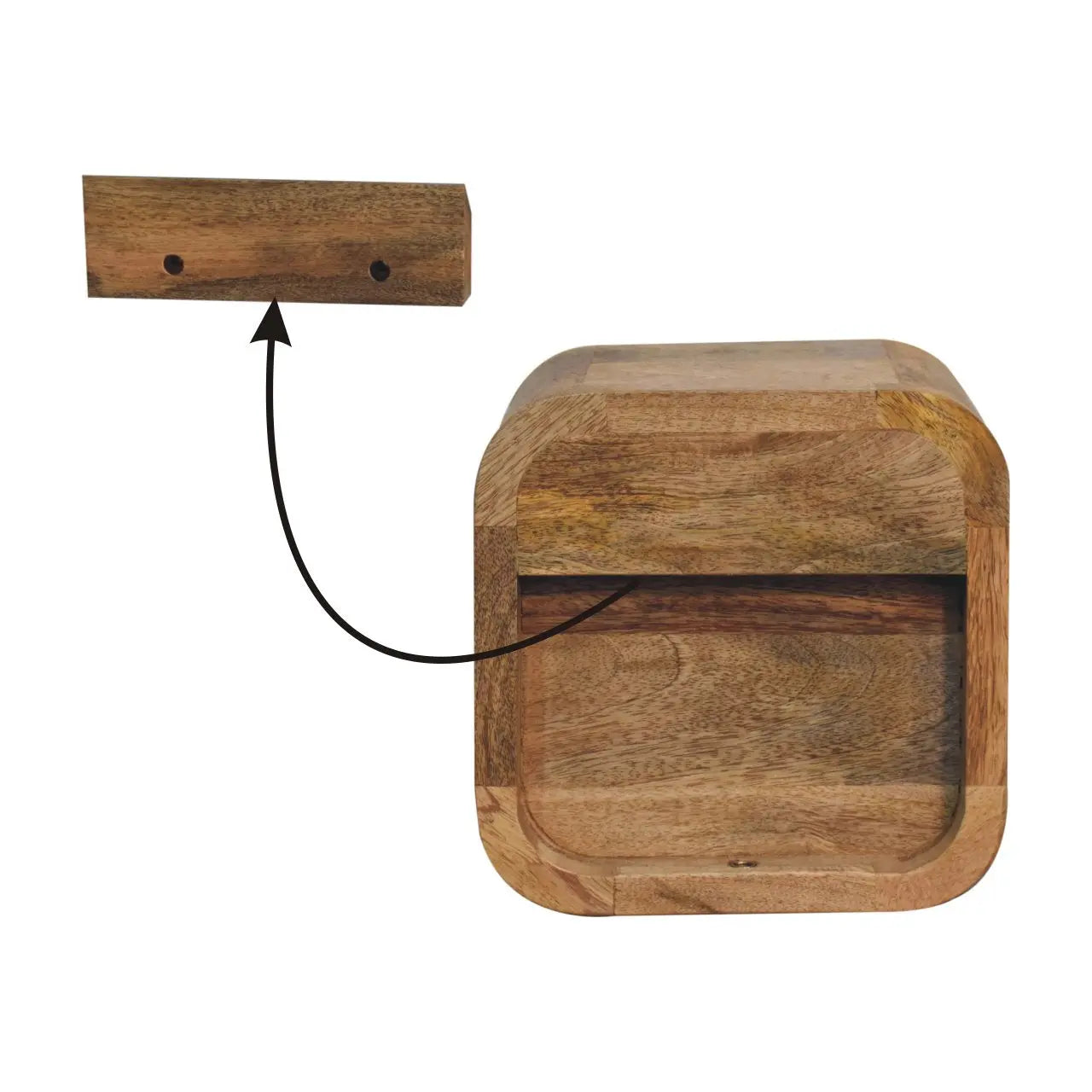 Extra Mini Curved Oak-ish Bedside with Open Slot - Living with Luxury
